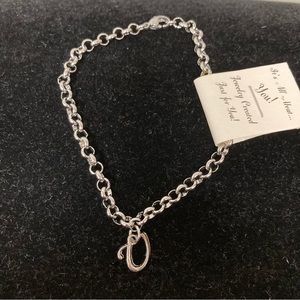 🧡$5 Bundled NWT Silver Initial U Charm Bracelet - Polished Chain